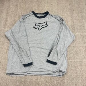 Vintage Long Sleeve T-Shirt Men XXL Grey 2000s Fox‎ Racing